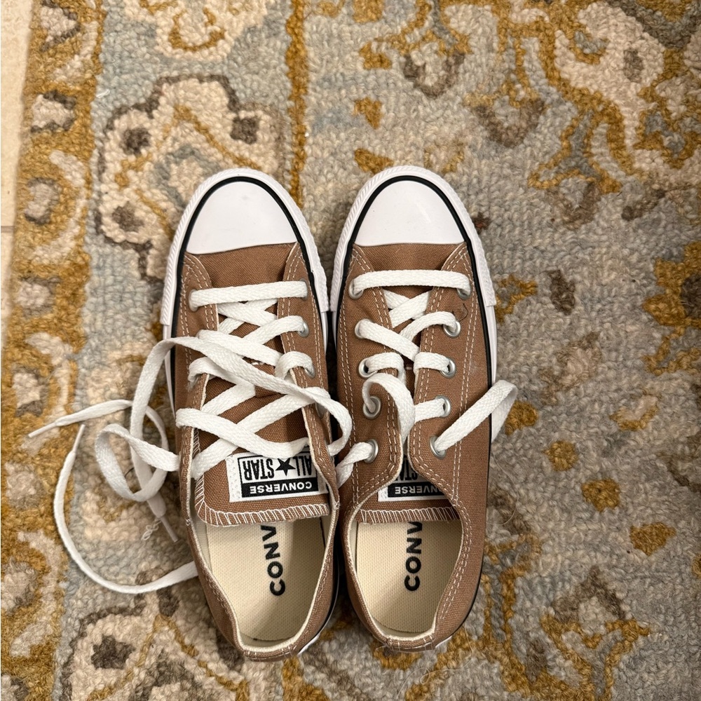 Converse Tan Canvas Sneakers with White Laces